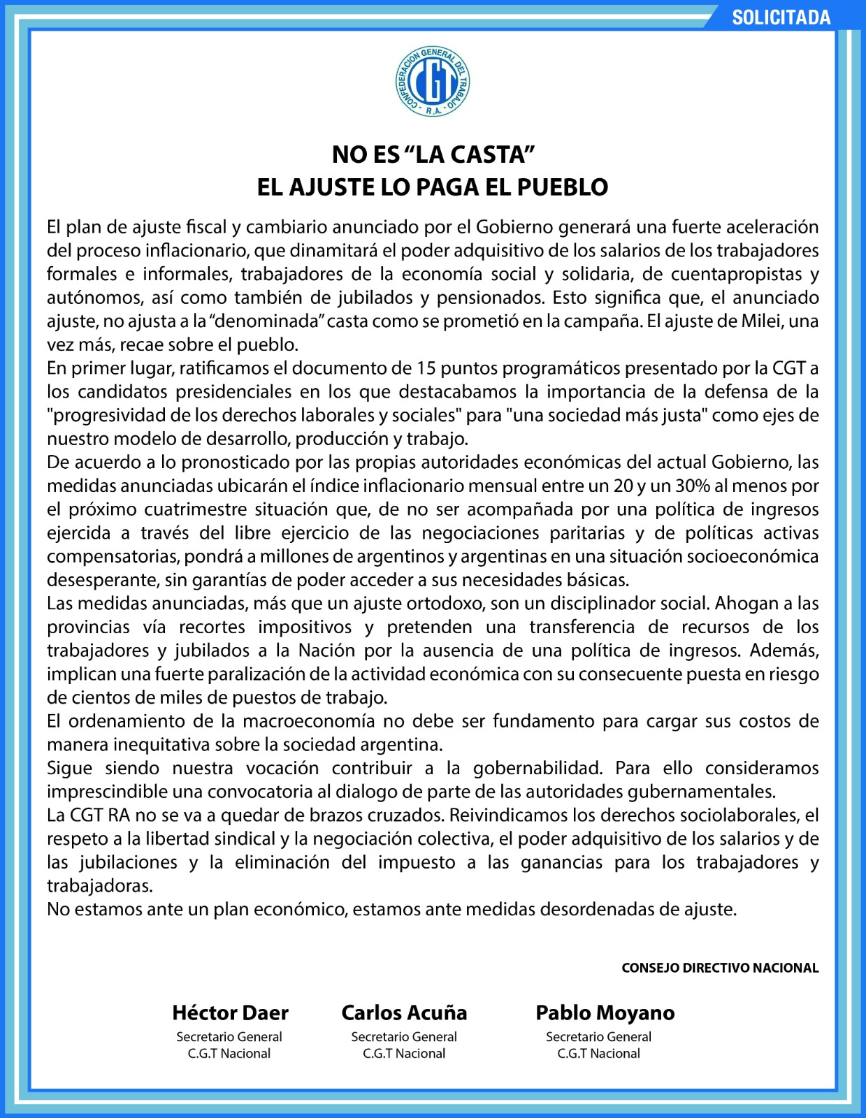 No Es "la Casta", El Ajuste Lo Paga El Pueblo