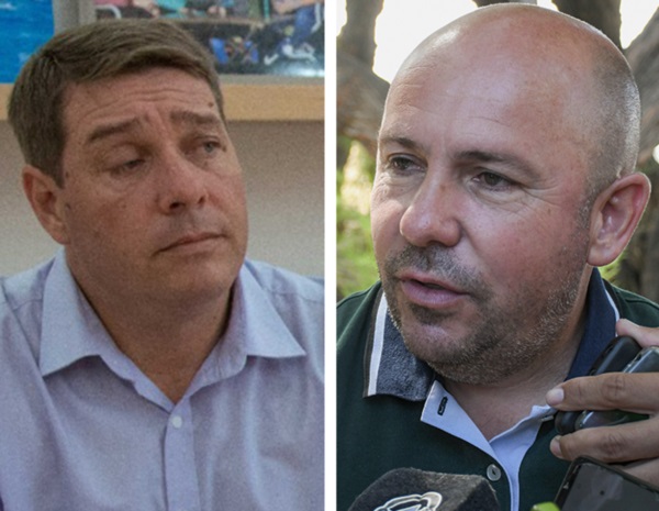 Protagonistas. Los intendentes de Madryn y de Rawson, muy alertas.