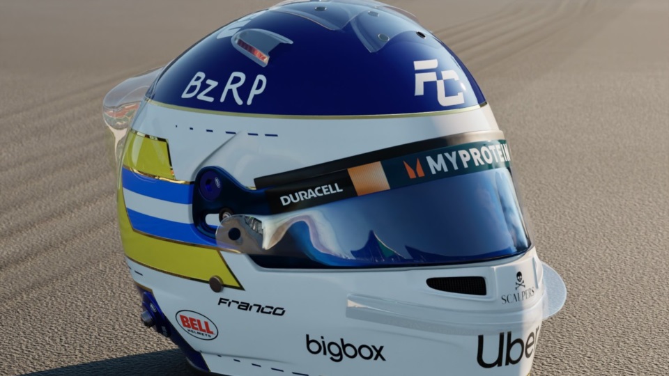 El hermoso homenaje de Colapinto a Carlos Reutemann. Llevará este diseño en los GP de Mexico y Brasil.
