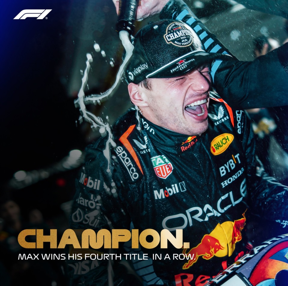 Max Verstappen y el festejo de su cuarto título cuando todavía quedan dos carreras de la temporada.