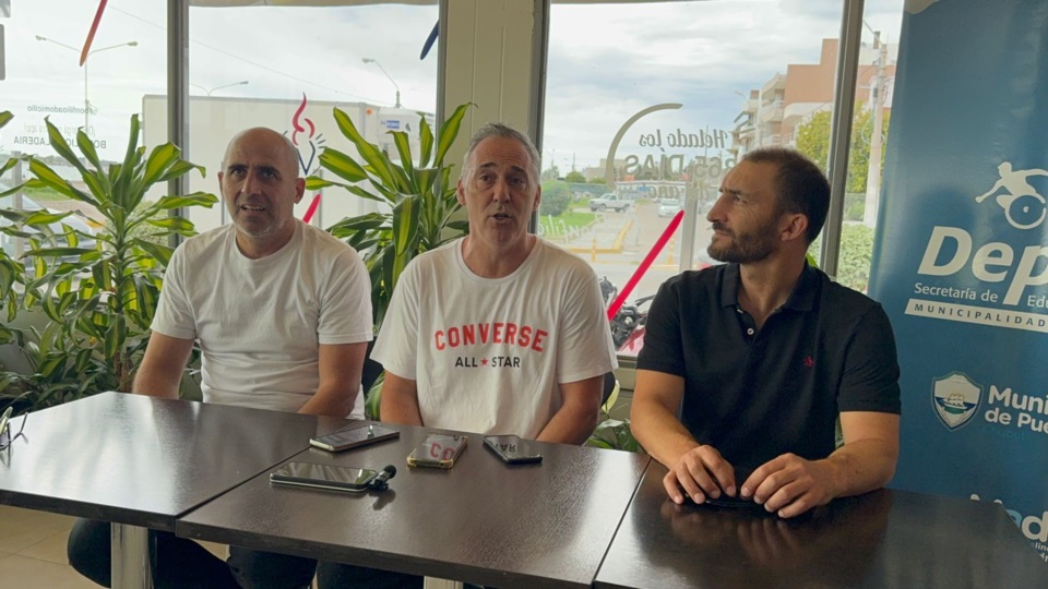 Diego González, Andrés 'Tati' Del Sol y Andrés Calabró en la presentación del Campus. 