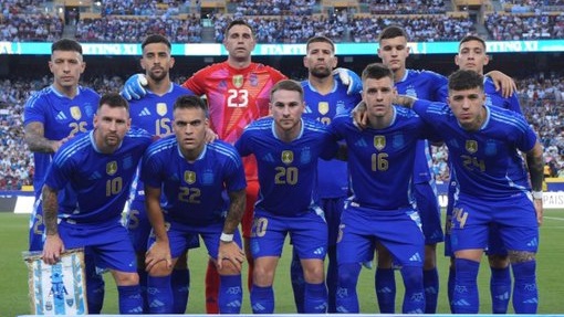 El once inicial de Argentina antes del comienzo de la Copa América.