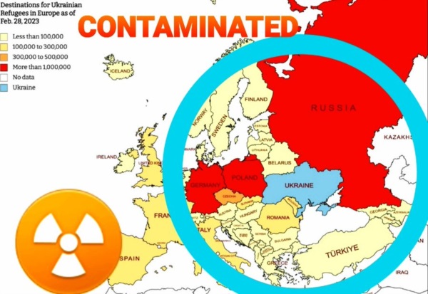 Esta infografía señala la zona en riego de contaminación sobre territorio europeo en caso de colapso en la central atómica.