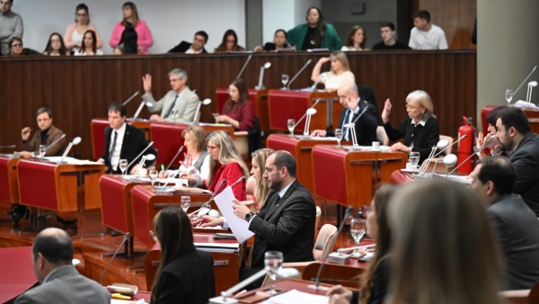 Diputados oficialistas aprobando la adhesión al RIGI. (Foto: Daniel Feldman / Jornada)