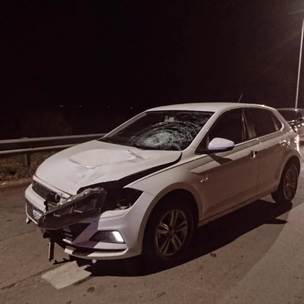 Así quedó el auto tras atropellar a un mujer en la Autopista Córdoba-Rosario. Foto: gentileza El Regional Diario Digital.
