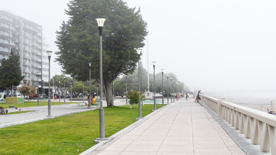 La mañana de la costa chubutense y una neblina extraordinaria.