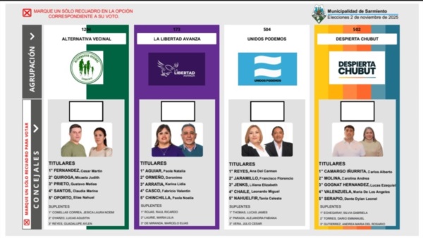 La lista de Alternativa Vecinal fue la vencedora en las legislativas de Sarmiento.