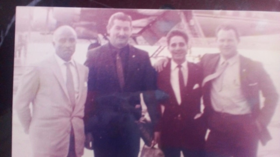 "Pinocho" González, el "Ruso" Bigrevich en un encuentro sindical.