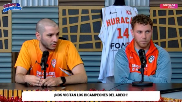 Esteban Di Fiore, entrenador del Globo tricampeón, y el Colo Funes en Tiempo Deportivo Stream.