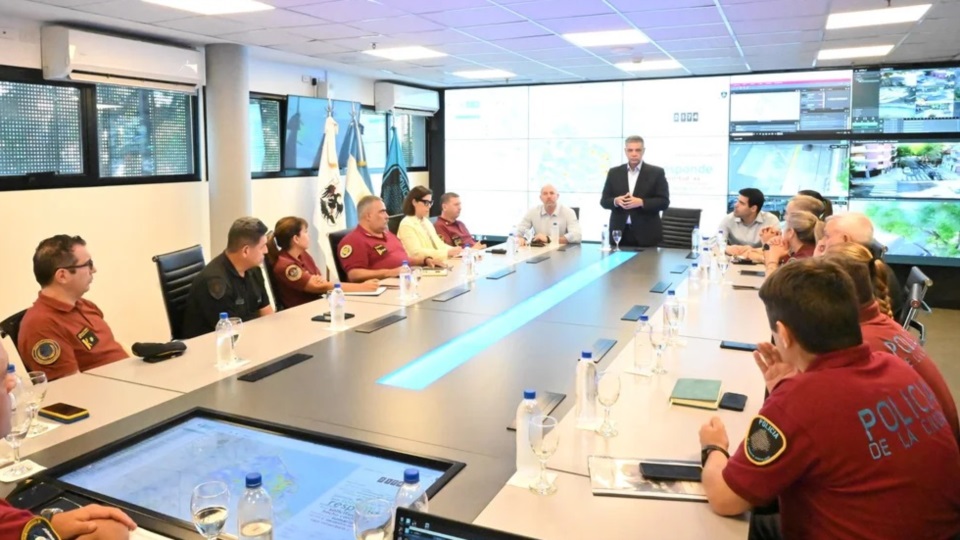 El encuentro con la cúpula de la Policía de la Ciudad fue en el Centro de Monitoreo Urbano de Chacarita.