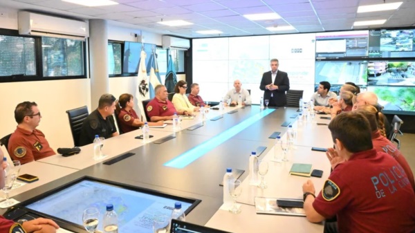 El encuentro con la cúpula de la Policía de la Ciudad fue en el Centro de Monitoreo Urbano de Chacarita.