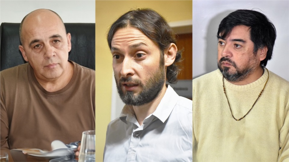 Los concejales que solicitaron la sesión extraordinaria, de izquierda a derecha: Cáceres, Aguilar y Callupil. Fotografía JORNADA