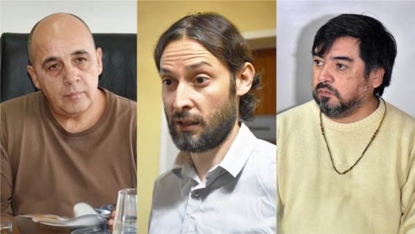 Los concejales que solicitaron la sesión extraordinaria, de izquierda a derecha: Cáceres, Aguilar y Callupil. Fotografía JORNADA