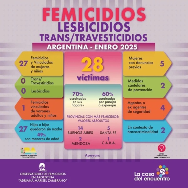 Cantidad de femicidios en 2025. Fotografía: Agencia Noticias Argentinas/ redes.