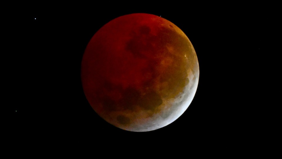 Así se vio la luna en el punto máximo del eclipse, este viernes a las 03.58 horas. Foto: Daniel Feldman