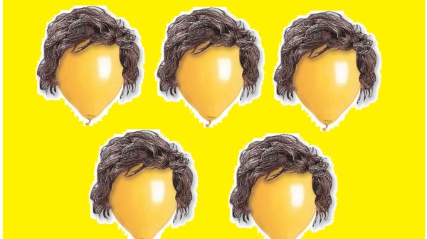 Pelucas y globos amarillos. Una intervención al trabajo del artistaajo del artista s para Perfil.