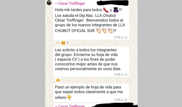 Los mensajes en el grupo libertario.