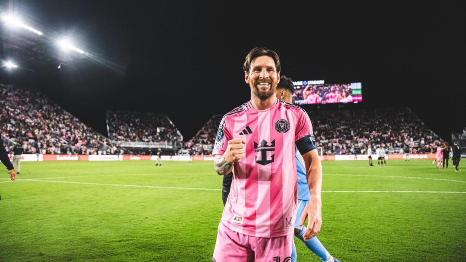Messi festeja el triunfo del Inter. 