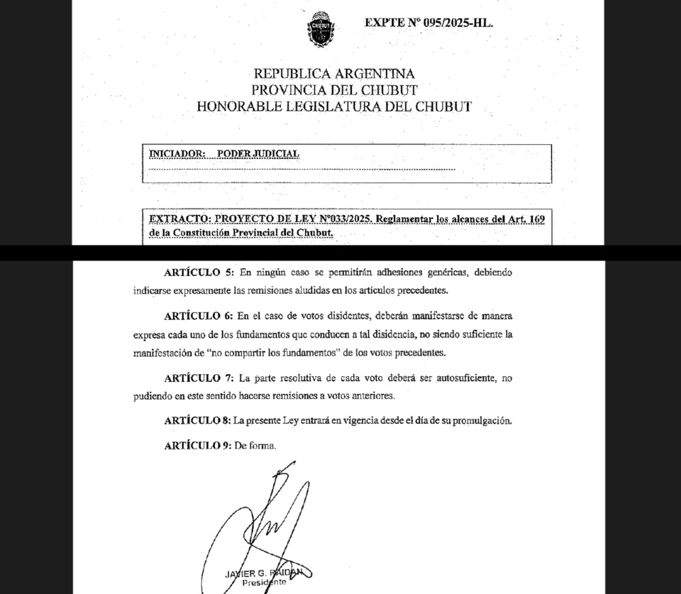 Facsímil del proyecto ingresado a Legislatura.