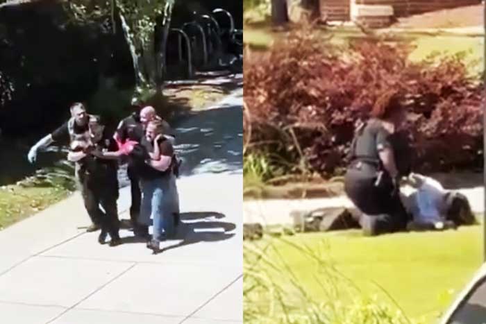 Momento de la detención del presunto agresor. . Imagen: Capturas de video.
