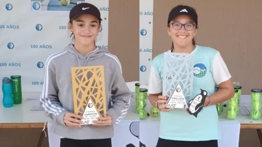 Agustina Viglione y la madrynense Sofía Schwimer, campeona y subcampeona del single femenino Sub 14. 
