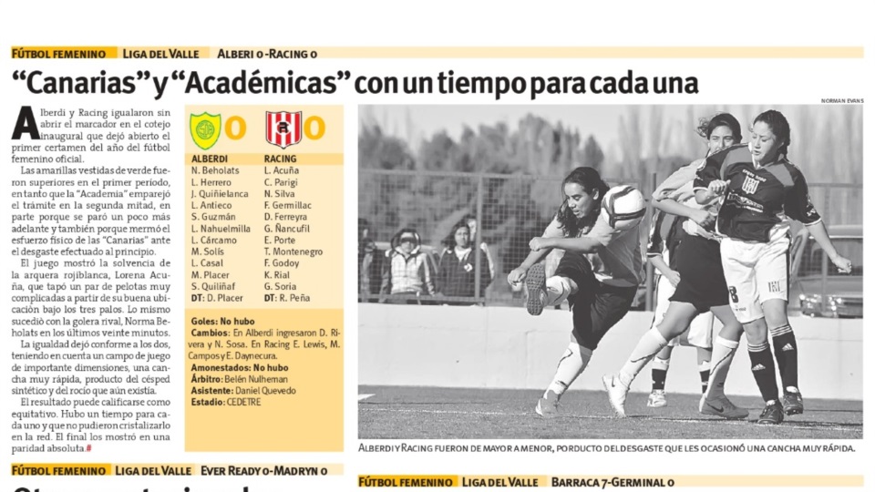 Racing y Alberdi, en su primer juego federado.