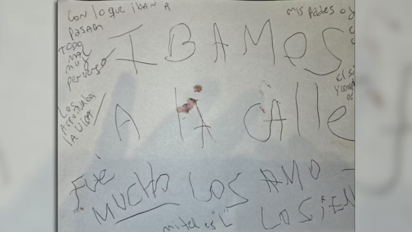 La carta encontrada en la escena del crimen. Fuente: Infobae. 