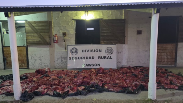 La carne fue incautada por personal de la división de Seguridad Rural de Rawson.