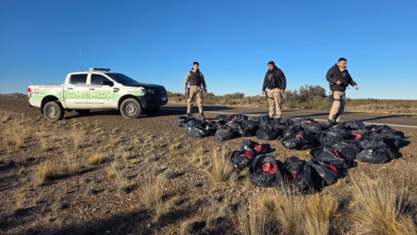 El producto cárnico faenado iba en una camioneta y oculta en bolsas de plástico.