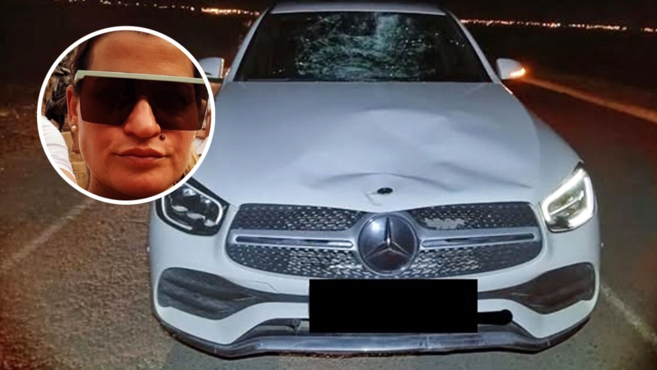 Sofía Arnoldi, la victimaria y su Mercedes Benz.