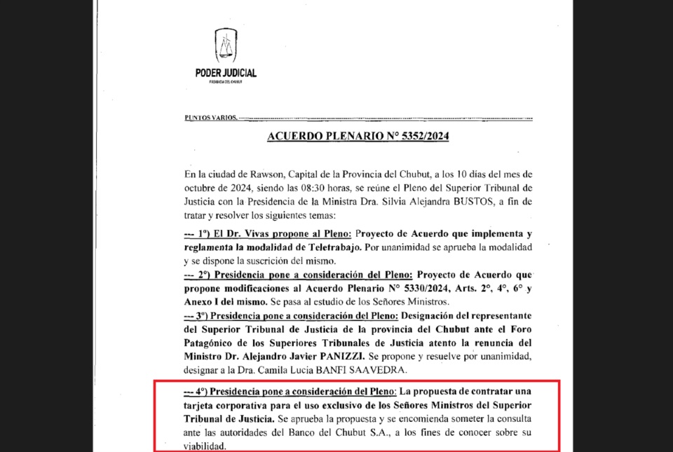 El acuerdo del año pasado y la "tarjeta corporativa".
