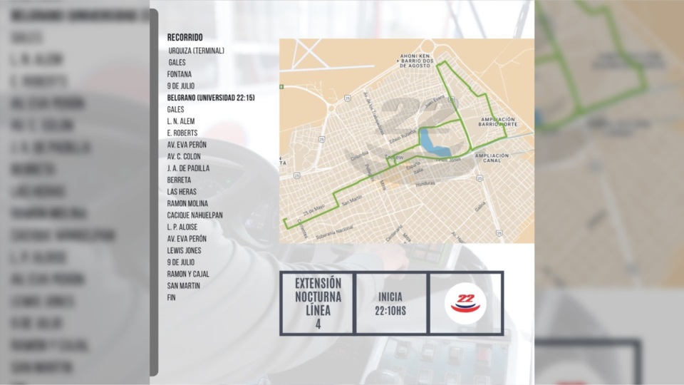 Recorrido extensión línea 4 - Transporte El 22 