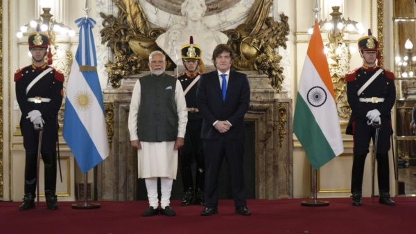 Javier Milei recibió al premier de la India, Narendra Modi en la Casa Rosada.