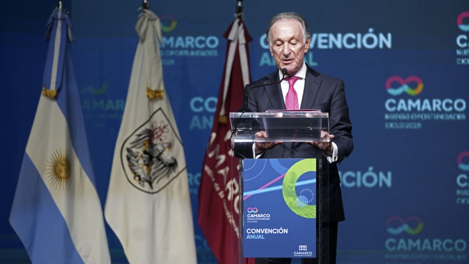 El presidente de la Cámara de la Construcción, Gustavo Weiss, en la reciente convención de la entidad.