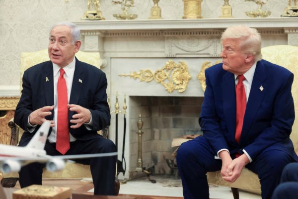 Imagen de Donald Trump y Benjamin Netanyahu en la Casa Blanca el pasado mes de abril (Pool via AP).