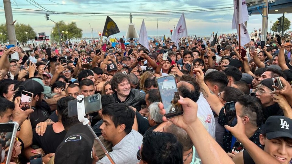 Milei en Puerto Madryn, en marzo de 2023. La última vez que pisó Chubut.