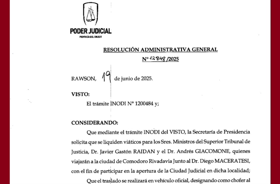 El pedido de viáticos de Raidan, Giacomone y Maceratesi.