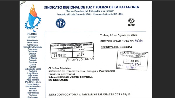 Facsímil de la nota enviada al ministro Tórtola.