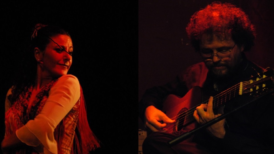 Los protagonistas: Carmen Mesa, cantaora y bailaora española, oriunda de Sevilla y el guitarrista de flamenco, Héctor Romero.
