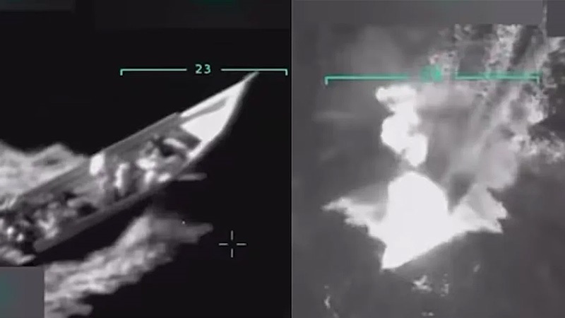 Momento del ataque norteamericano a la nave venezolana.