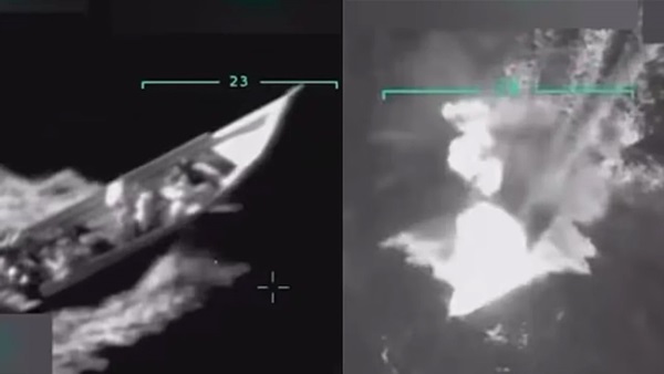 Momento del ataque norteamericano a la nave venezolana.