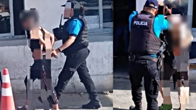 La joven como los hombres fueron trasladados a la comisaría Cuarta.