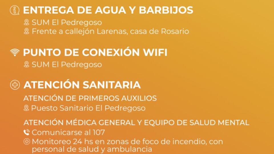 Datos útiles que brindó la Municipalidad de El Hoyo.
