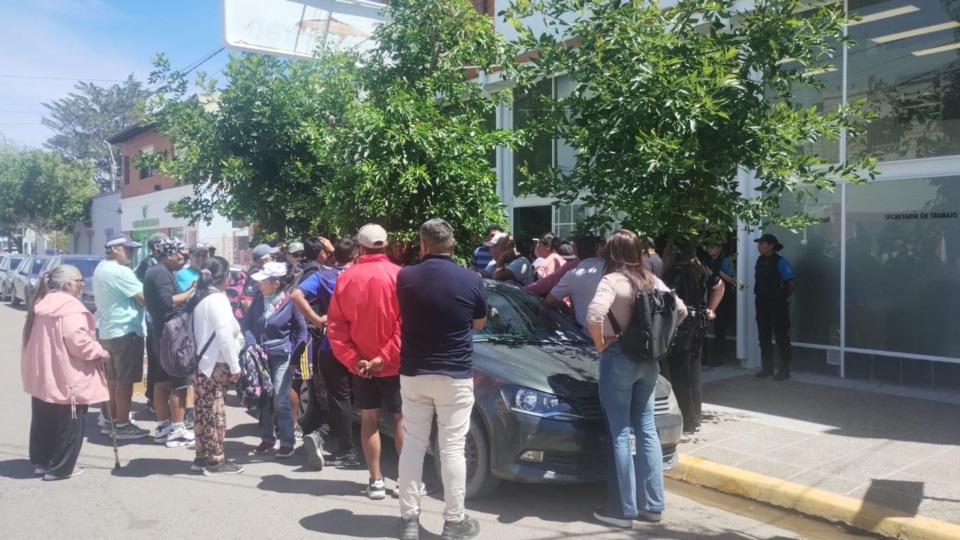 Movilización en la secretaría de Trabajo.