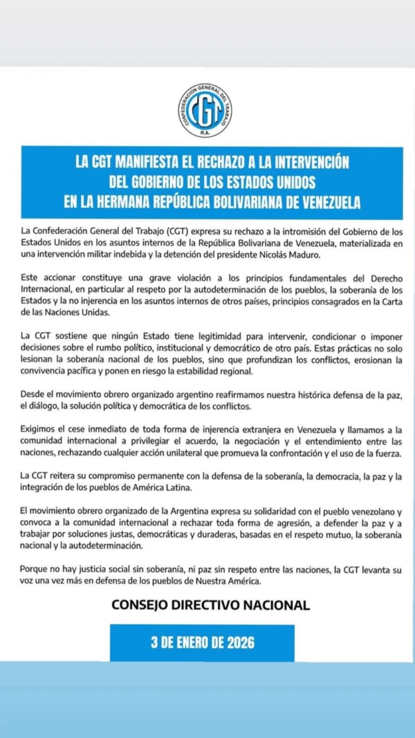 Comunicado de la CGT.