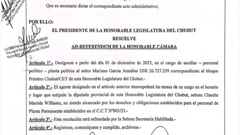 La designación de Mariano García Aranibar.