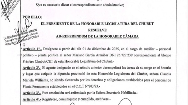 La designación de Mariano García Aranibar.