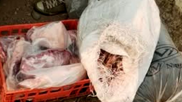 La carne secuestrada por la Policía.