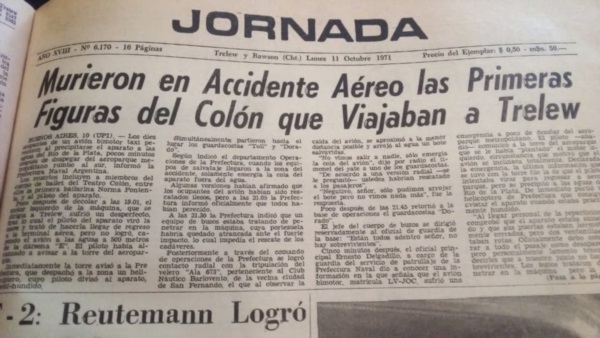 Tapa de Jornada, informando la noticia del accidente.