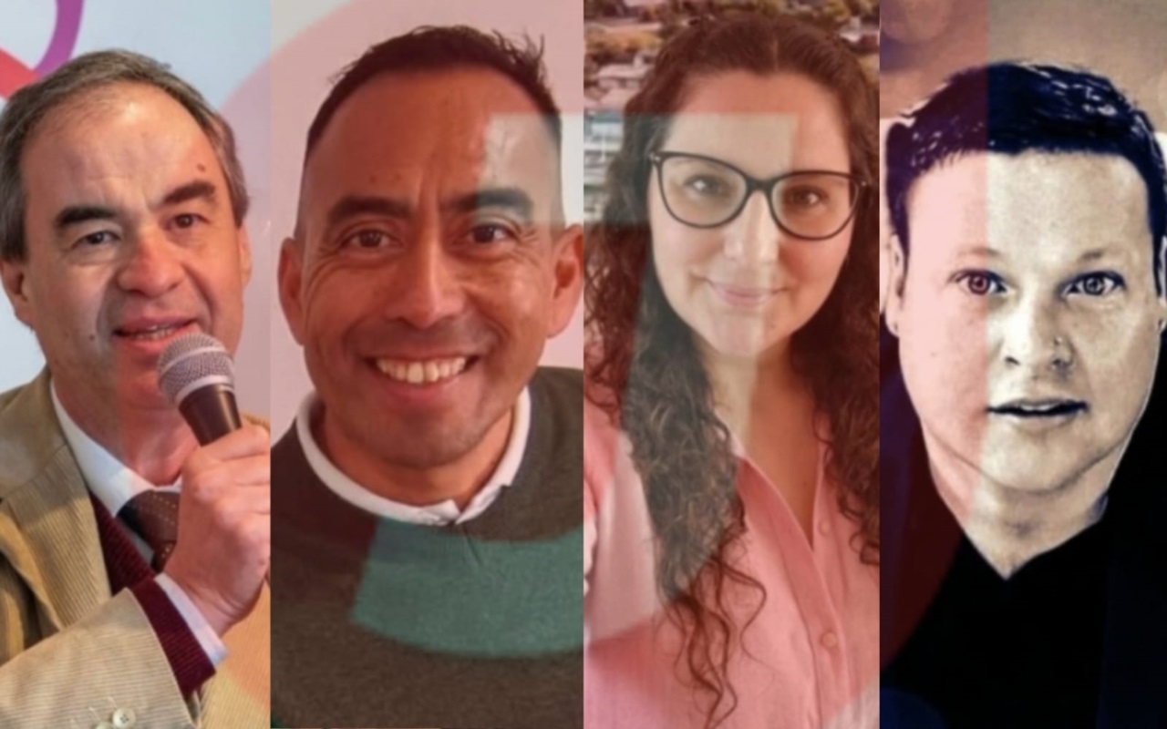 Los candidatos a intendente de Gaiman: Ferro, Huentelaf, Rodríguez y Brunt. 